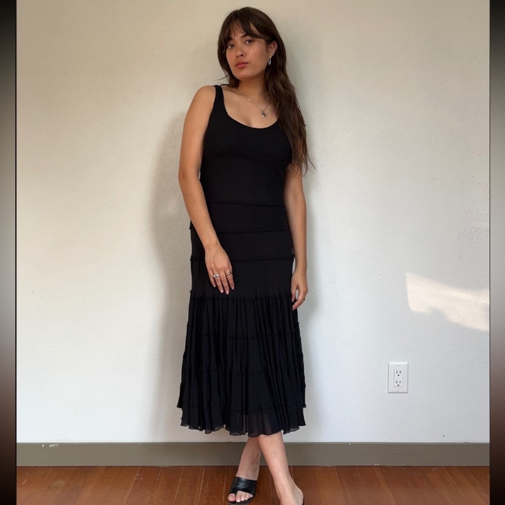 Vintage silk tiered midi dress
